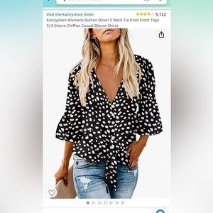 Black and White Tie Waist Top